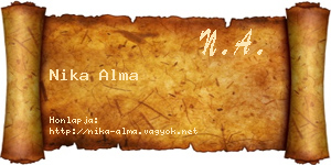 Nika Alma névjegykártya